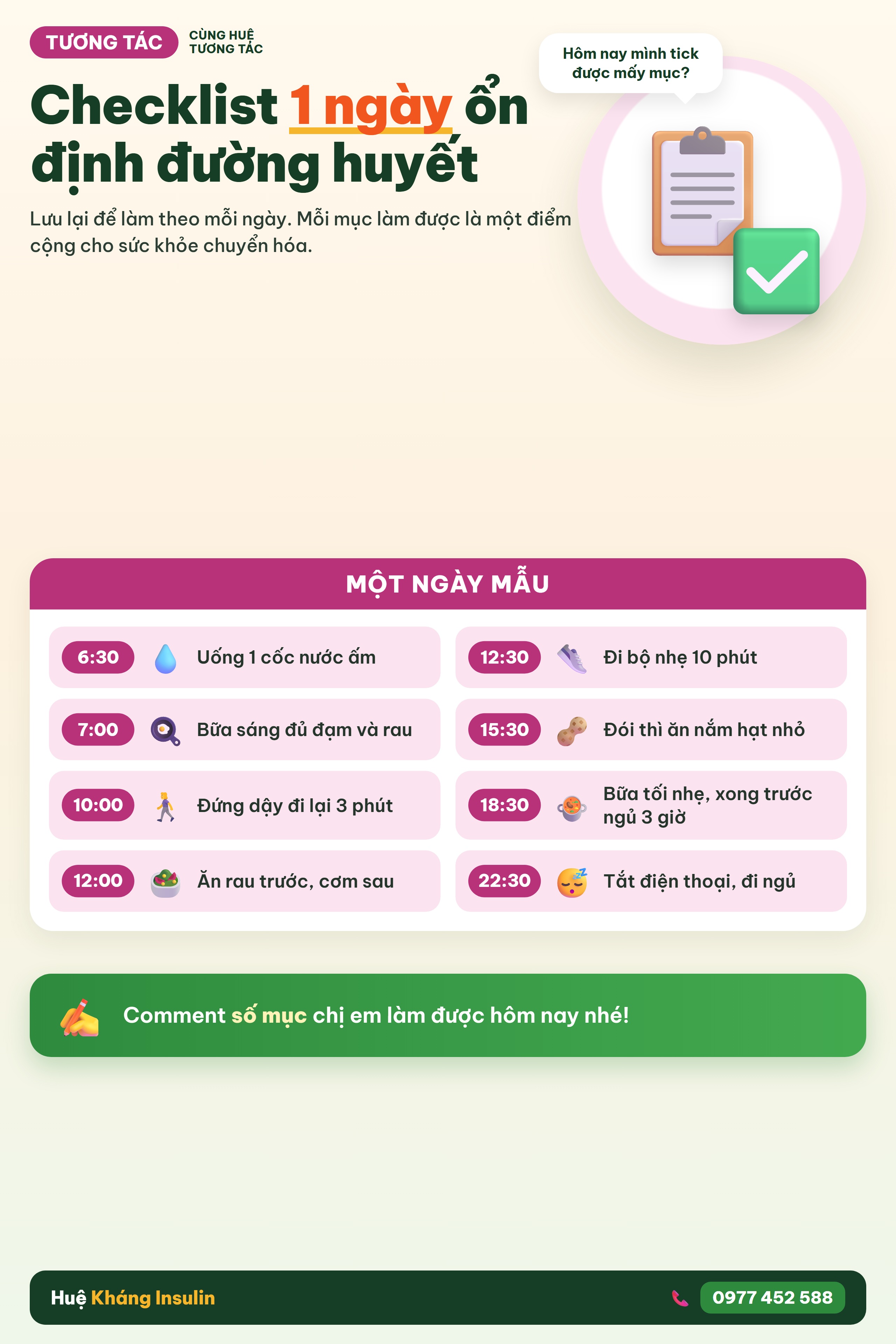 Infographic checklist một ngày