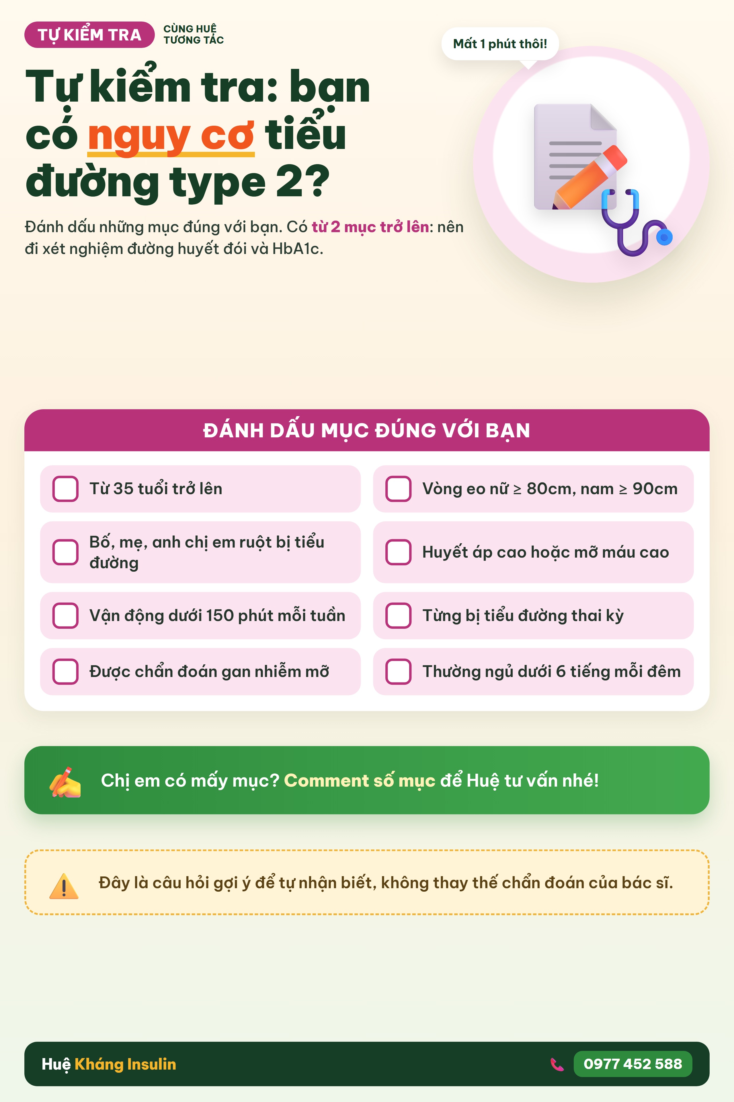 Infographic tự kiểm tra nguy cơ